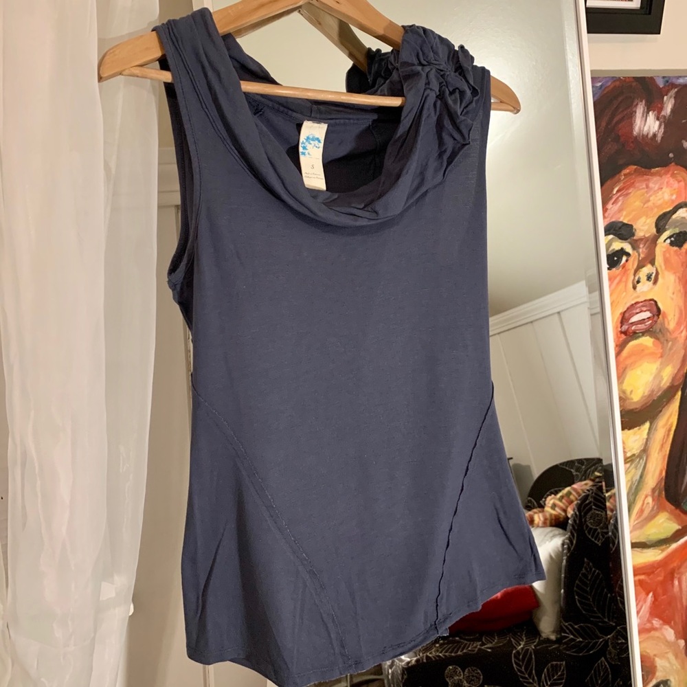 Navy Cowl Neck Sleeveless Tee
